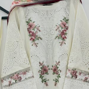 Ivory Bloom – Premium Chikankari Embroidered 3-Piece