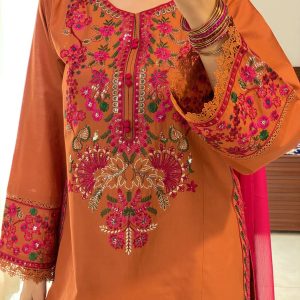 Amber Elegance Embroidered 3-Piece